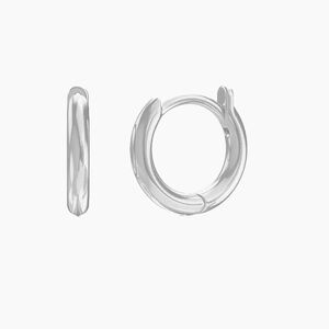 Petit Solid Huggie Earrings- BabyGold White Gold